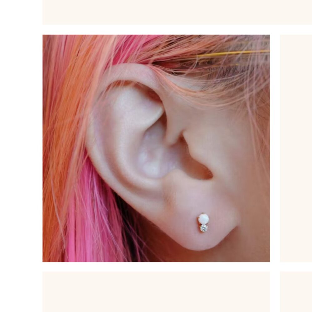 Maison Miru Wish and Hope Opal Nap Earring 18K Yellow Gold Plated - Picture 4 of 4